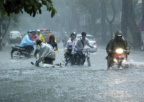 Du bao thoi tiet: Ap thap nhiet doi, chieu toi nay Ha Noi mua rat to